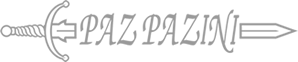Logo Pazpazini — faca envolvendo o texto PAZ PAZINI