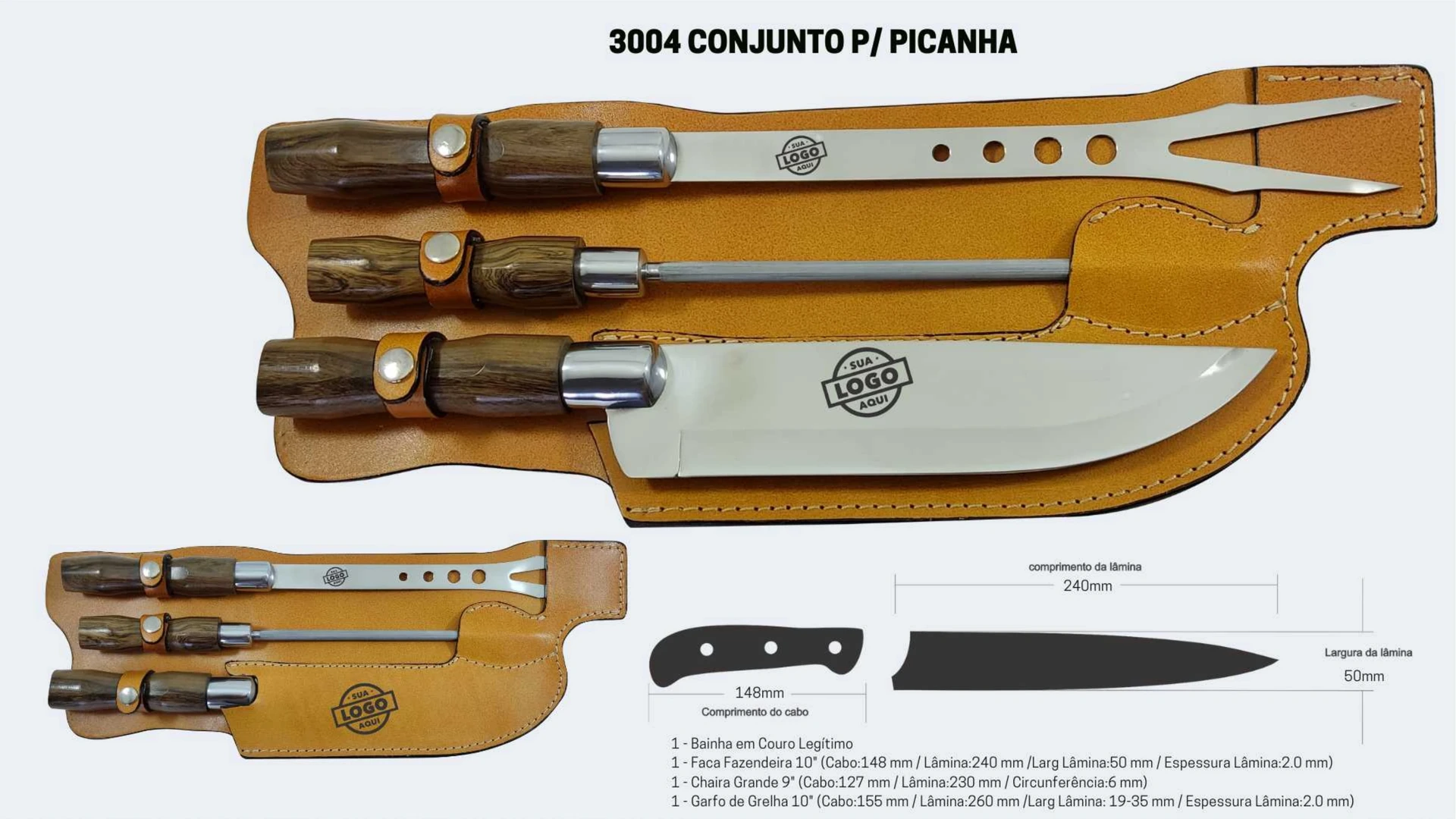Página 3 do catálogo de brindes corporativos Pazpazini: 3004 CONJUNTO P/ PICANHA