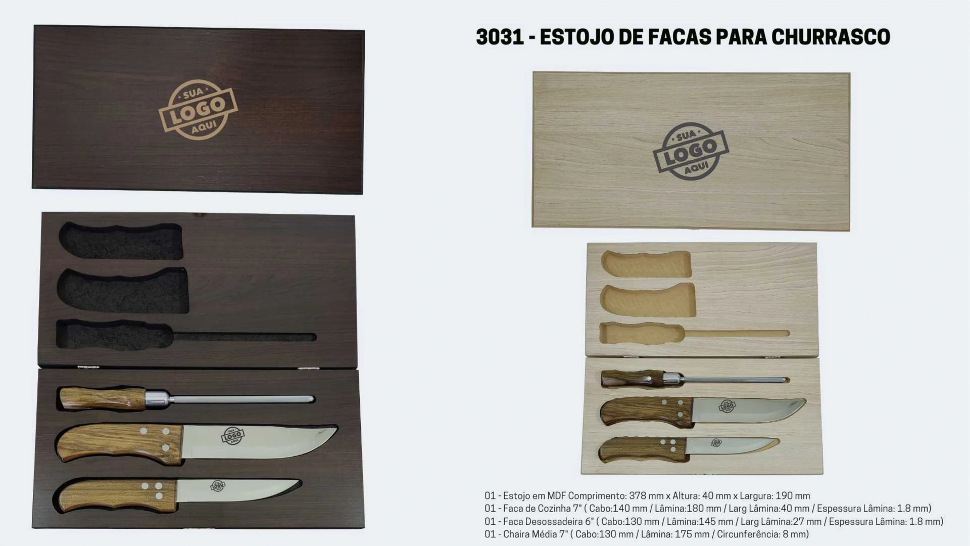 Página 17 do catálogo de brindes corporativos Pazpazini: 3031 - ESTOJO DE FACAS PARA CHURRASCO